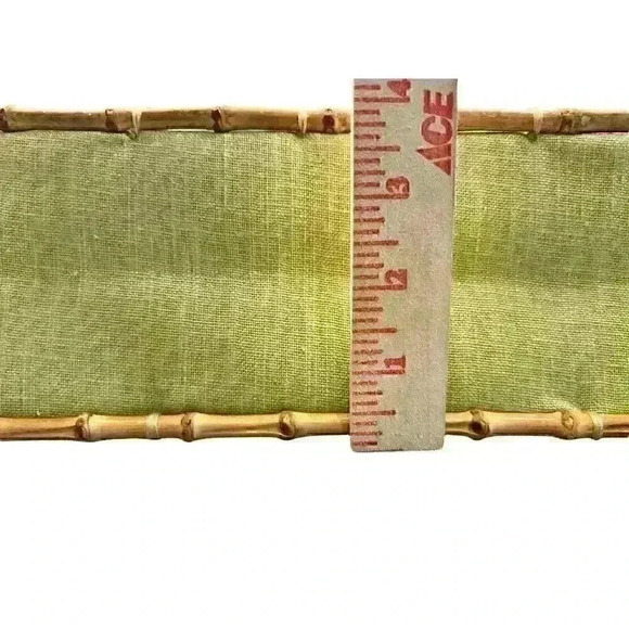 Vintage Bamboo 54 Green Fabric Handbag Magnetic‎ Closure Summer Beach Vacation - Picture 4 of 11